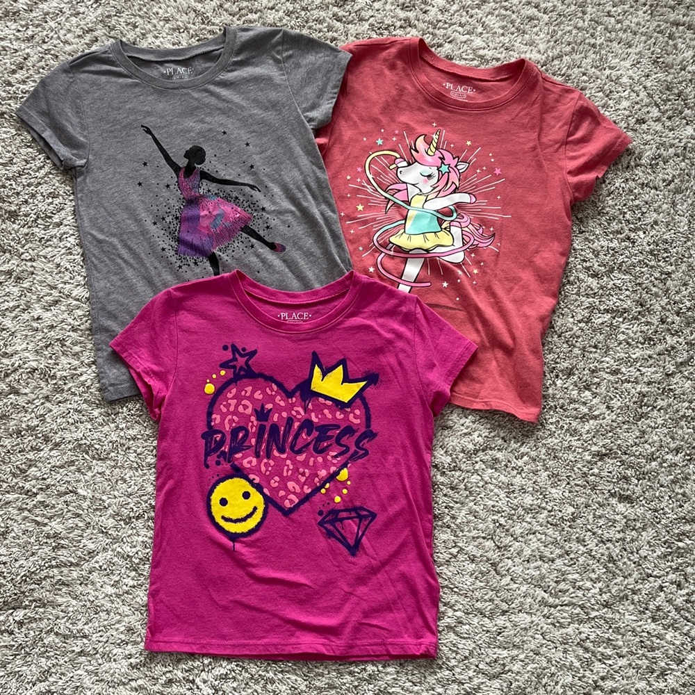 The Children's Place Girls' Graphic Tees - Gray, Pink